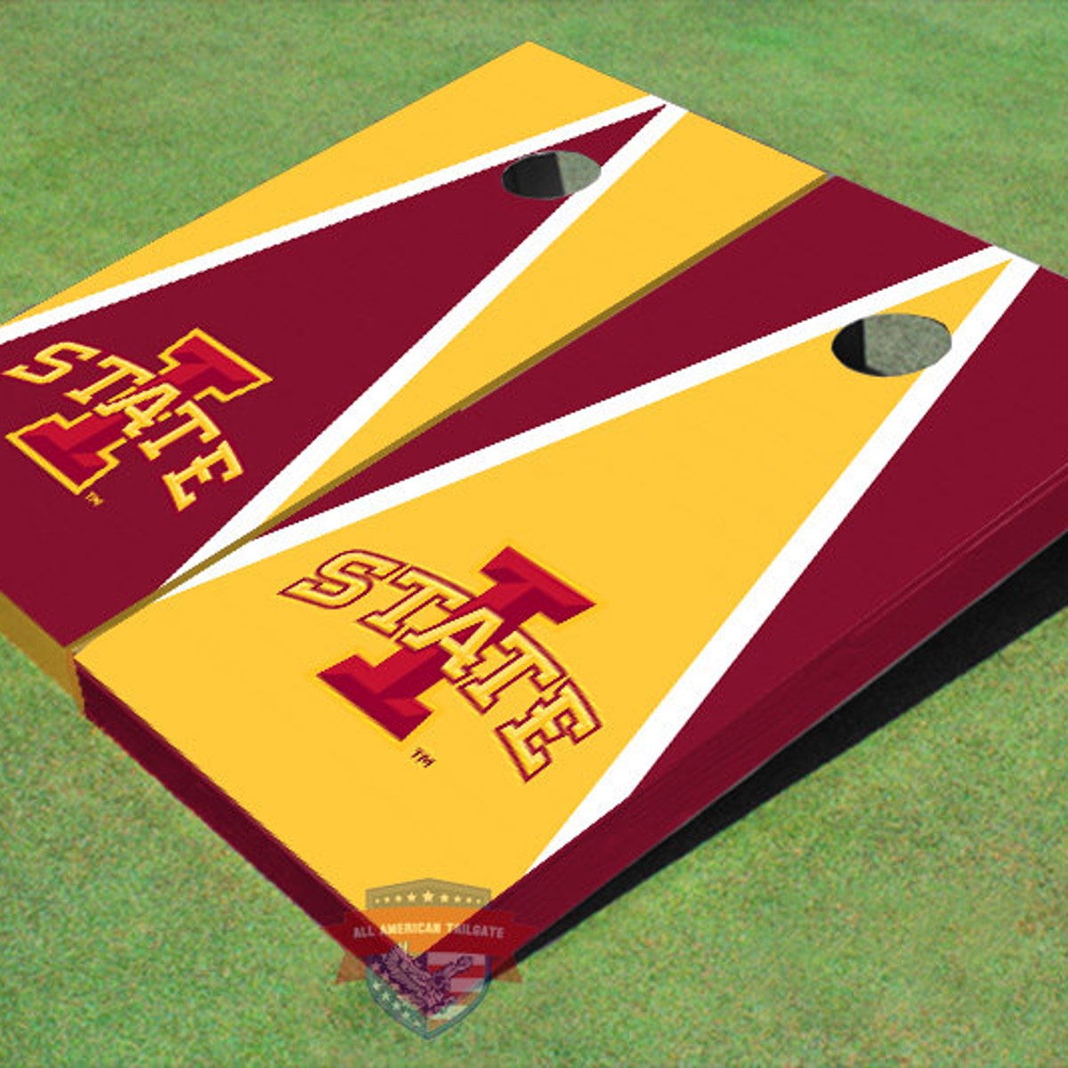 Corn Hole NCAA Iowa State University i Red and Yellow Alternating Triangle Cornhole Boards - Etsy