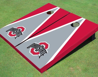 Ohio State University Gray and Red Matching Triangle Cornhole Boards