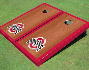 Ohio State University Red Rosewood Matching Borders Cornhole Boards