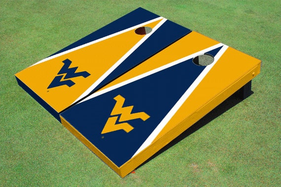West Virginia University Alternating Triangle Cornhole Boards West Virginia University Alternating Triangle Cornhole Boards
