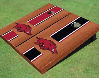 University Of Arkansas Rosewood Alternating Long Stripe Cornhole Boards