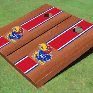 University Of Kansas Jayhawks Red Rosewood Matching Long Stripe Cornhole Boards