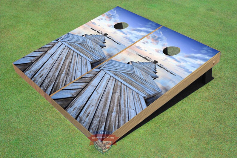 Custom Corn Hole Zig Zag Dock Graphic Cornhole Boards