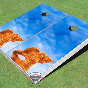 Custom Corn Hole Conch Shell Beach Graphic Cornhole Boards