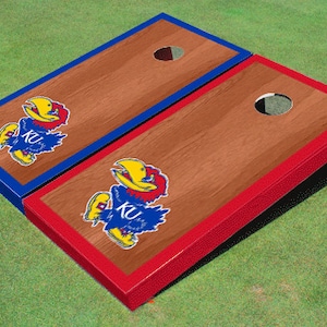 University Of Kansas Jayhawks Rosewood Alternating Border Cornhole Boards
