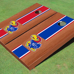 University Of Kansas Jayhawks Rosewood Alternating Long Stripe Cornhole Boards