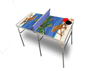 Beach Chair Twin Portable Tennis Ping Pong Folding Table w/Accessories