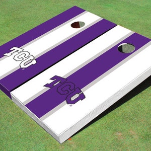 Texas Christian University &quot;TCU&quot; Alternating Long Stripe Cornhole Boards