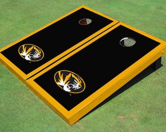 University of Missouri Tigers Black And Gold Matching Borders Cornhole Boards