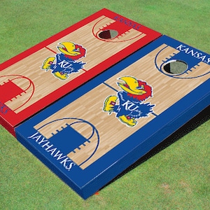 University Of Kansas Jayhawks Alternating Basketball Court Custom Cornhole Board
