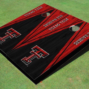 Texas Tech University Black and Red Matching Wood Look Triangle Cornhole Boards