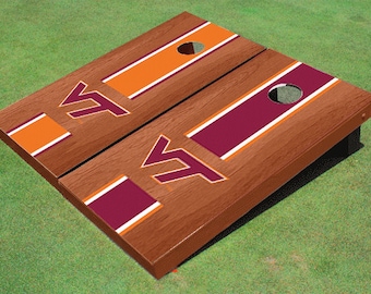 Virginia Tech Rosewood Alternating Long Stripe Cornhole Boards