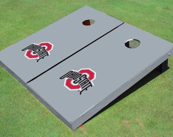 Ohio State University Gray Matching Solid Cornhole Boards
