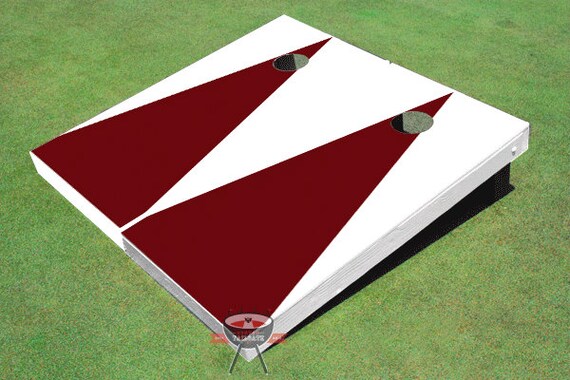 Painted Corn Hole White and Black Matching Triangle Cornhole Boards