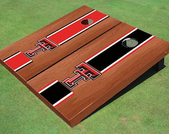 Texas Tech University Rosewood Alternating Long Stripe Cornhole Boards