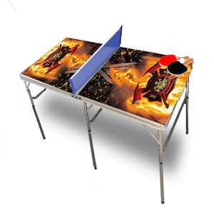 Fire Fighter with Axes Portable Tennis Ping Pong Folding Table w/Accessories