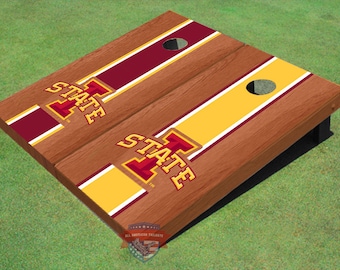 Corn Hole NCAA Iowa State University "I" Rosewood Alternating Long Stripe Cornhole Boards - ISU-12020