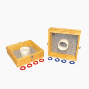 Non Painted Square Washer Toss Lawn Game With 8 Washers, Latches and Handles