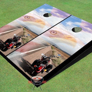 Custom Corn Hole Biker With Eagle Graphic Cornhole Boards