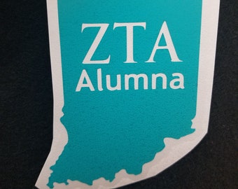 ZTA Alumna State, Alumna Window Decal, Alumna State Decal, Car Window Decal, Your State Decal