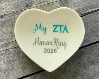 ZTA Honor Ring Dish, ZTA Jewelry Dish, Heart shaped ring dish