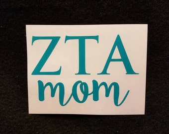 Calcomanía de mamá de ZTA, calcomanía para ventana, calcomanía de ZTA, calcomanía de mamá, mamá de hermandad, mamá de ZTA