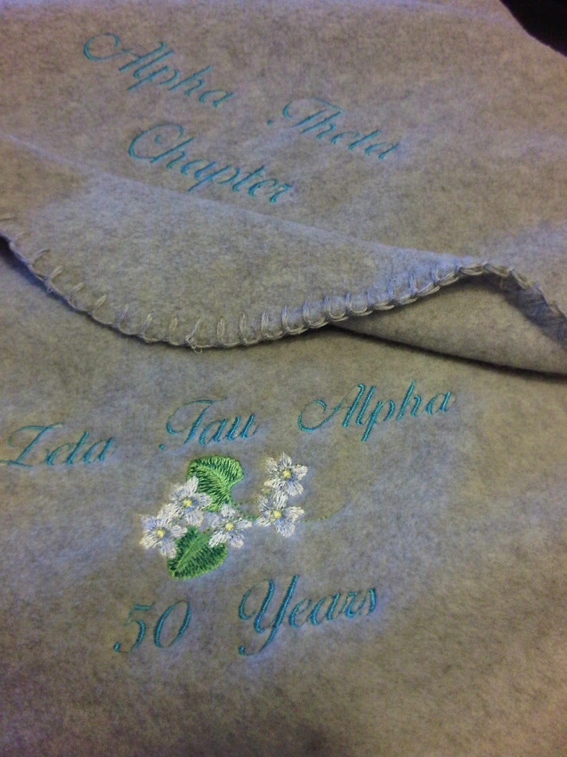Custom Embroidered ZTA White Violet Blanket Etsy