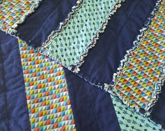 Soft Flannel Baby/Lap Blanket - Rag-Style Patchwork Strips