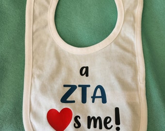 Babero para bebé ZTA, regalo para bebé ZTA, regalo para recién nacido, bebé de hermandad, regalo para recién nacido ZTA