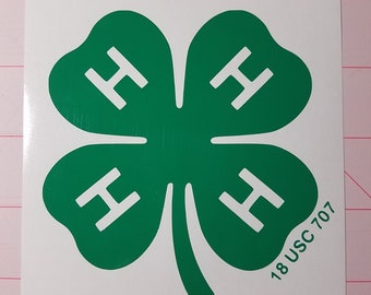 Logotipo 4-H termoadhesivo - ¡NO es una pegatina!, Cuatro H, 4-H, Cabeza Corazón Manos Salud, Logotipo 4-H