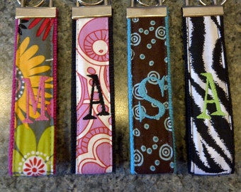 Custom Embroidered Initial Wristlet Keyring