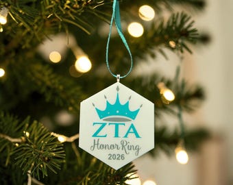 Hexagon Shaped HONOR RING Tile Christmas Ornament - ZTA - with year