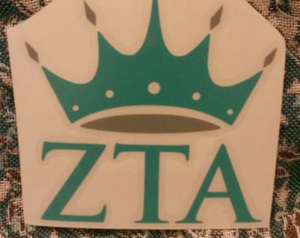 ZTA Window Decal, Zeta Tau Alpha, ZTA Crown, ZTA Logo