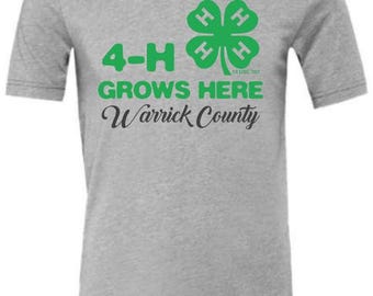 4-H Grows Here T-Shirt CUSTOMIZE with YOUR County, 4-H, Four H, Head Heart Hands Health, 4-H Tee