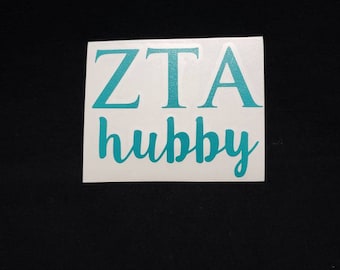 Calcomanía ZTA Hubby, Calcomanía para ventana, Calcomanía ZTA, Calcomanía Hubby, Sorority Hubby, ZTA Hubby