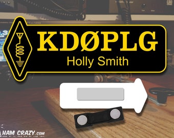 Ham Radio Icon Callsign Name Badge for Amateur Radio Operator