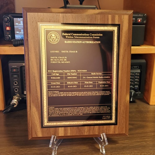 Laser Engraved FCC GMRS License Plaque for General Mobile Etsy