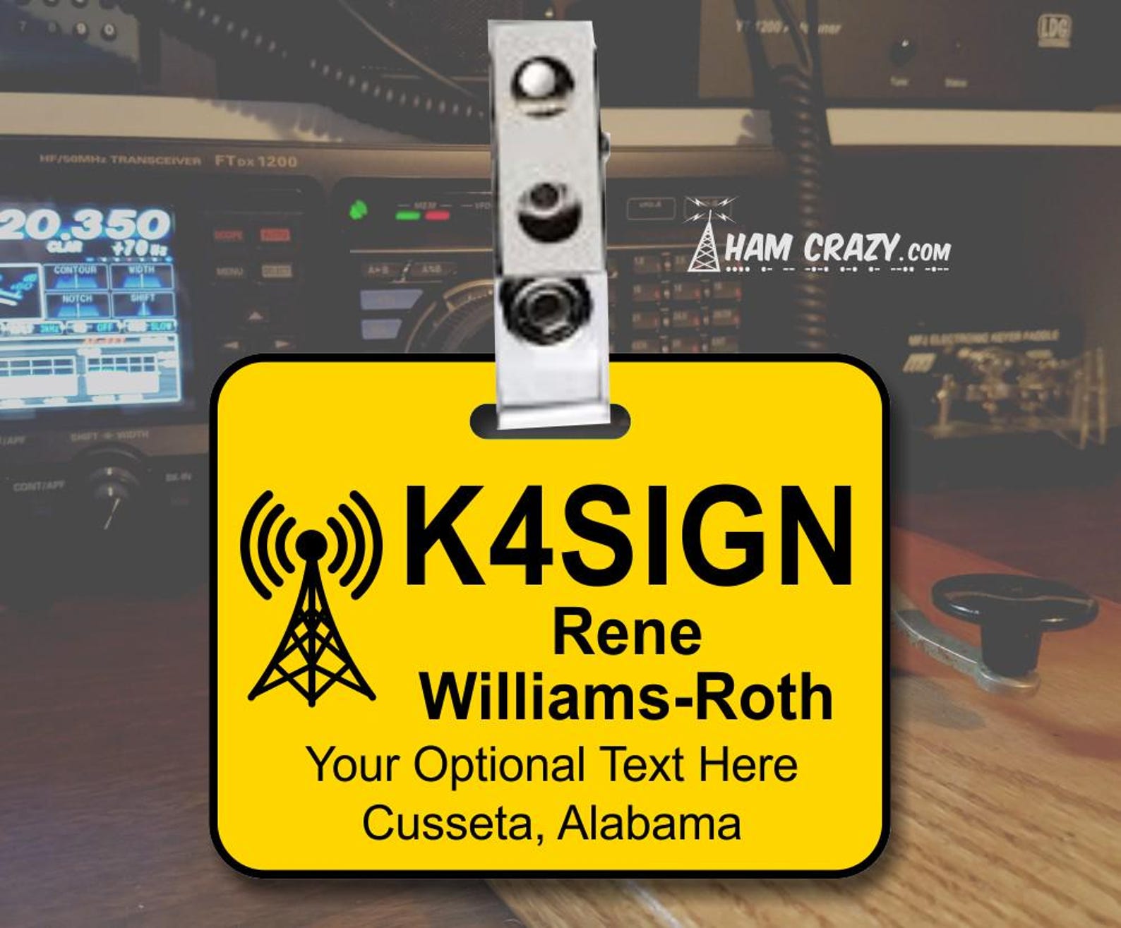 Antenna Ham Radio Name Badge With Callsign - Square With Clip - Amateur ...