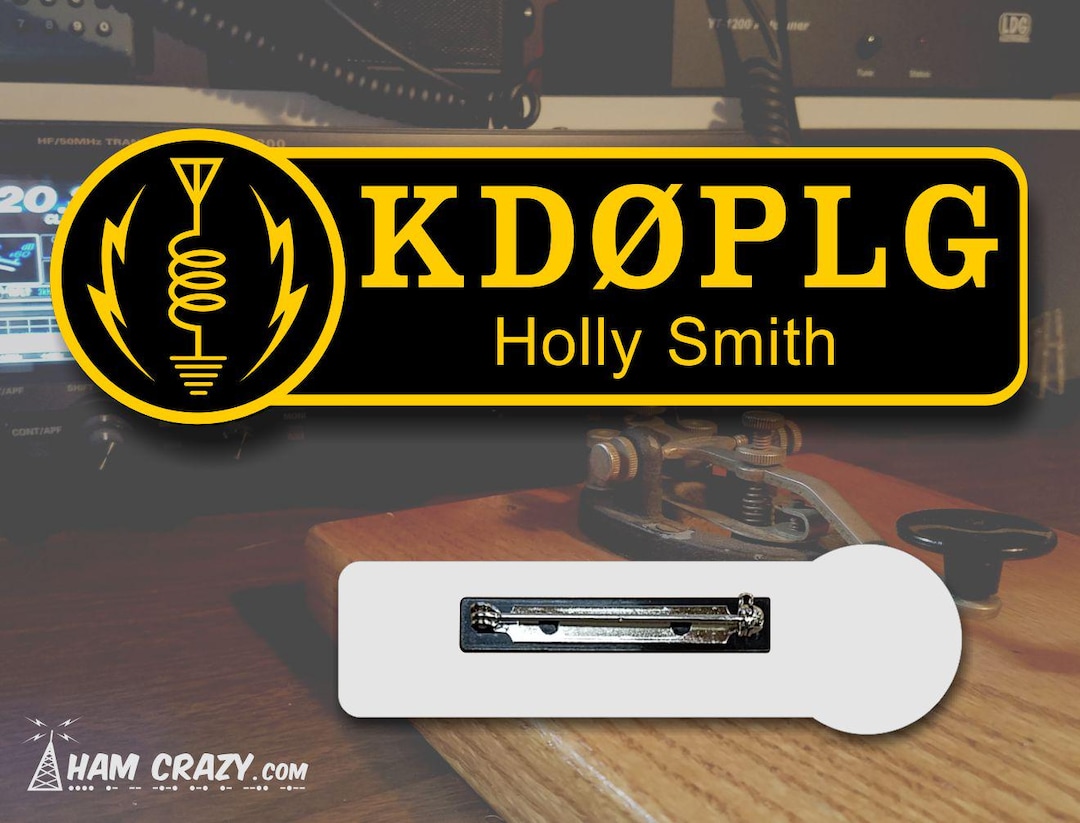 Ham Radio Icon Callsign Name Badge With Pin Backing for Amateur Radio ...