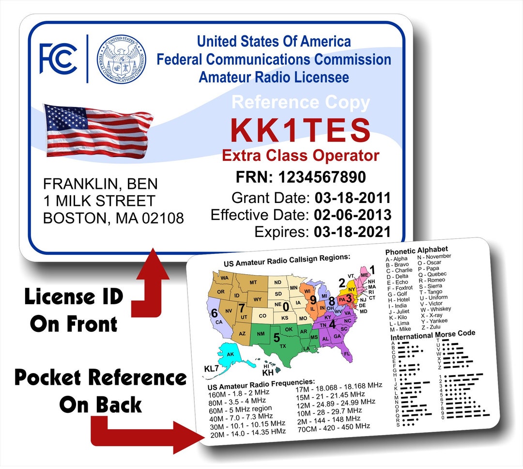 Ham Radio FCC Amateur Radio License ID Card Adult Pic Hq