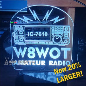 Icom 7610 Lighted Ham Radio Callsign Display LED Amateur Radio NOW 20% LARGER!