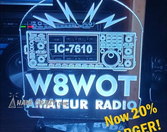 Icom 7610 Lighted Ham Radio Callsign Display LED Amateur Radio NOW 20% LARGER!
