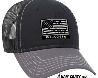 US Flag Leather-look Patch GMRS Hat with Callsign