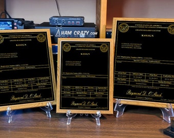 Amateur Radio License HAM Plaque - Oak