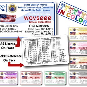FCC GMRS Radio License ID Card - General Mobile Radio Service