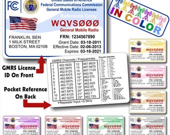 FCC GMRS Radio License ID Card - General Mobile Radio Service