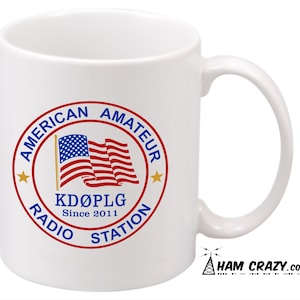 American Ham Radio Callsign Ceramic Coffee Mug - Amateur Radio Operator