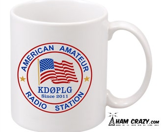 American Ham Radio Callsign Ceramic Coffee Mug - Amateur Radio Operator