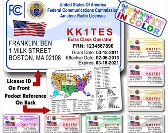 Ham Radio FCC Amateur Radio License ID Card in Color