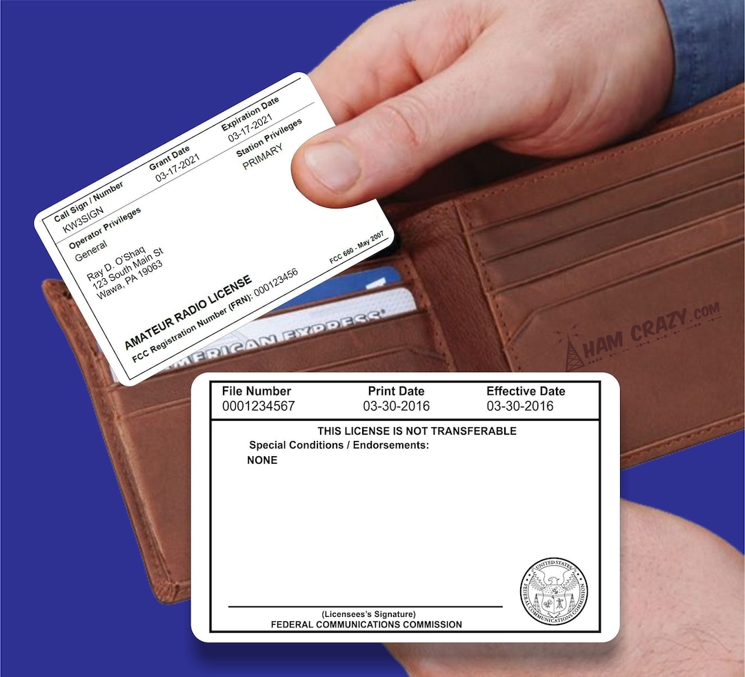 FCC Amateur Radio License Reference Copy Card